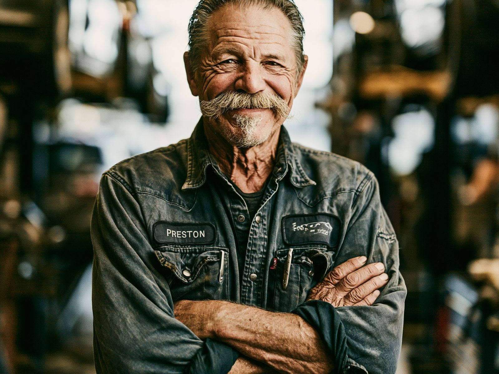 Independent auto repair shop owner in his garage bay